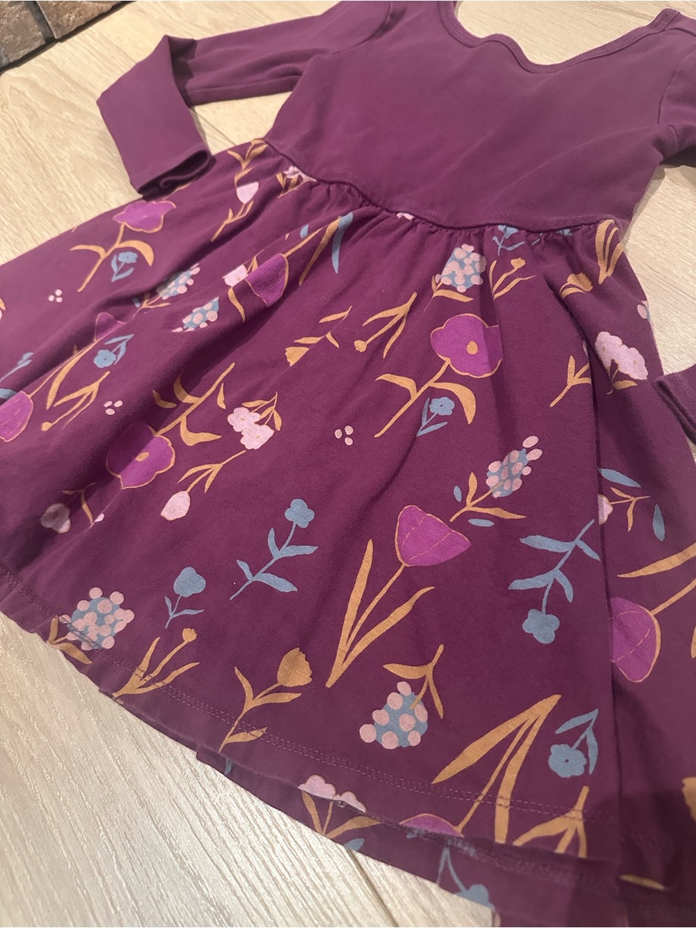 Tea Collection Girls Long Sleeve Floral Dress-purple